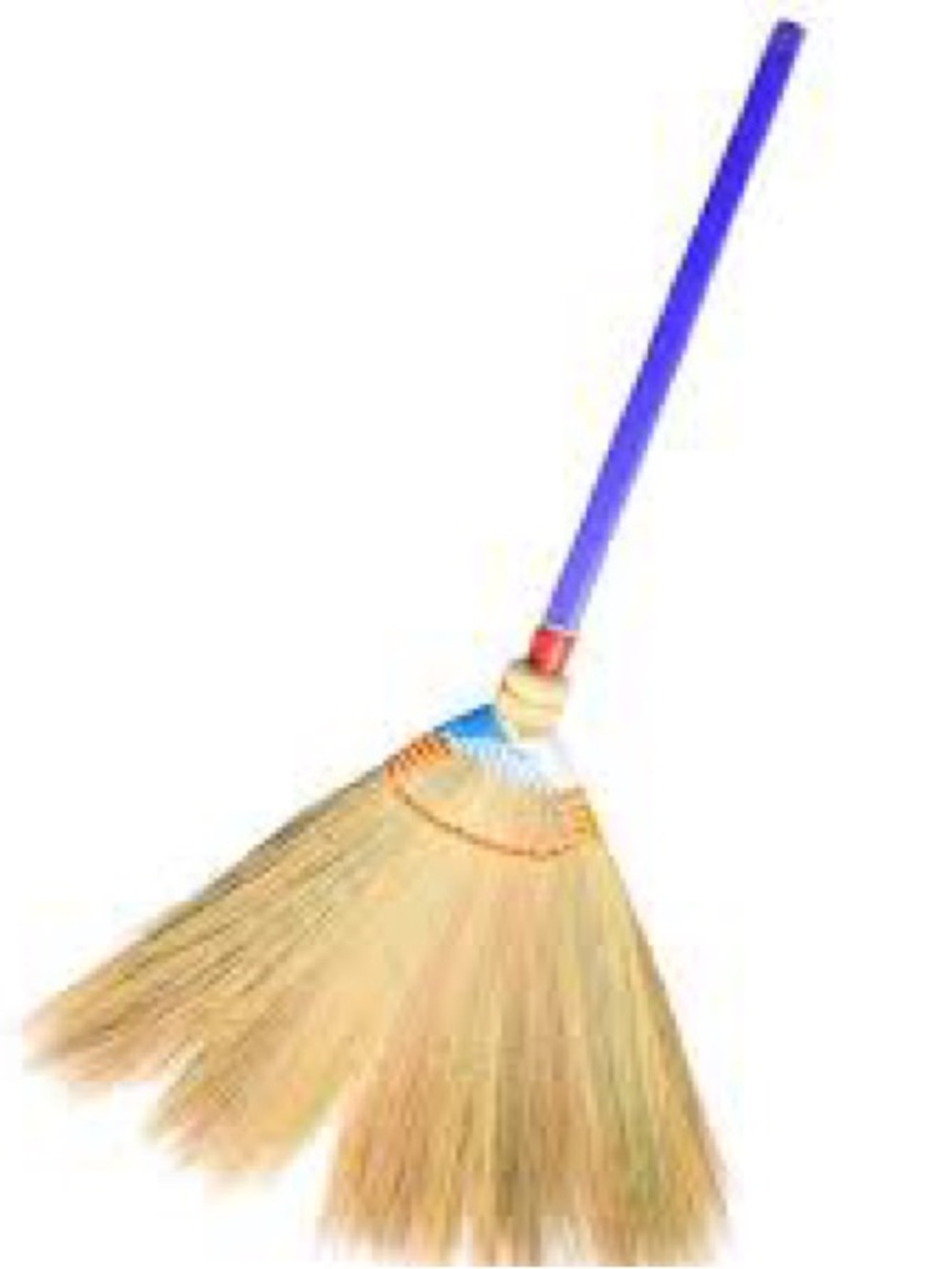 Natural Straw Hand Broom with Blue Handle